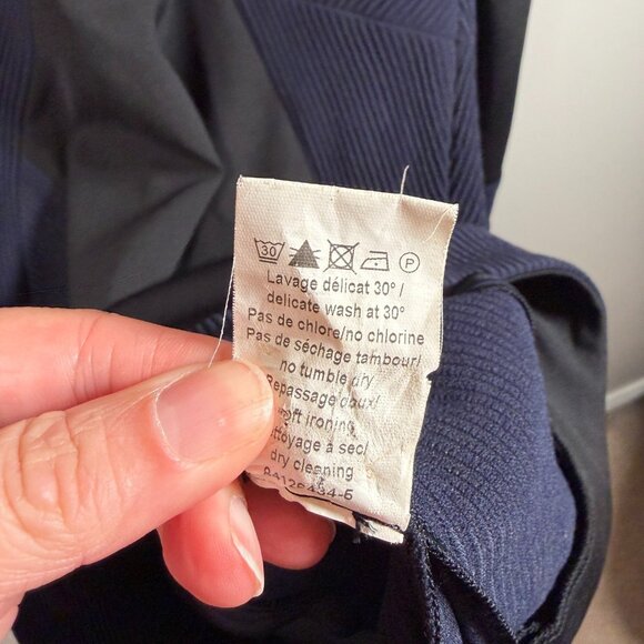 Sonia Rykiel Sheath Dress Size 40 Medium Black Blue Illusion Knee Length Career - Picture 9 of 9